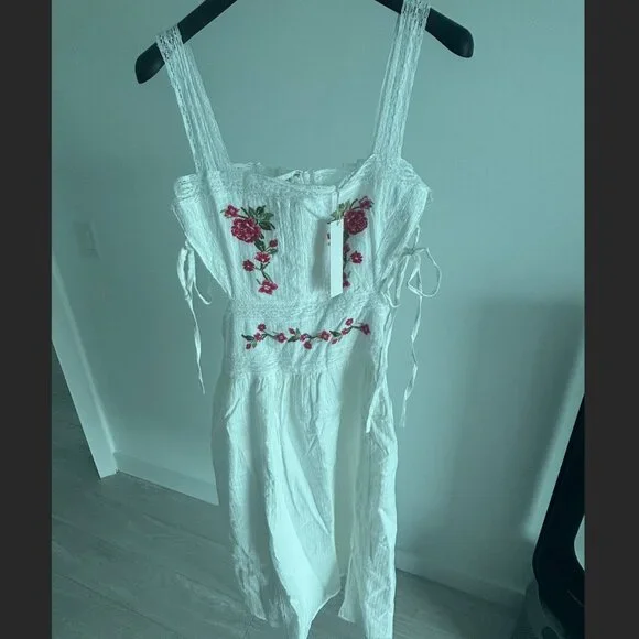 For Love And Lemons White and Pink Floral Midi Dress - Picture 3 of 5